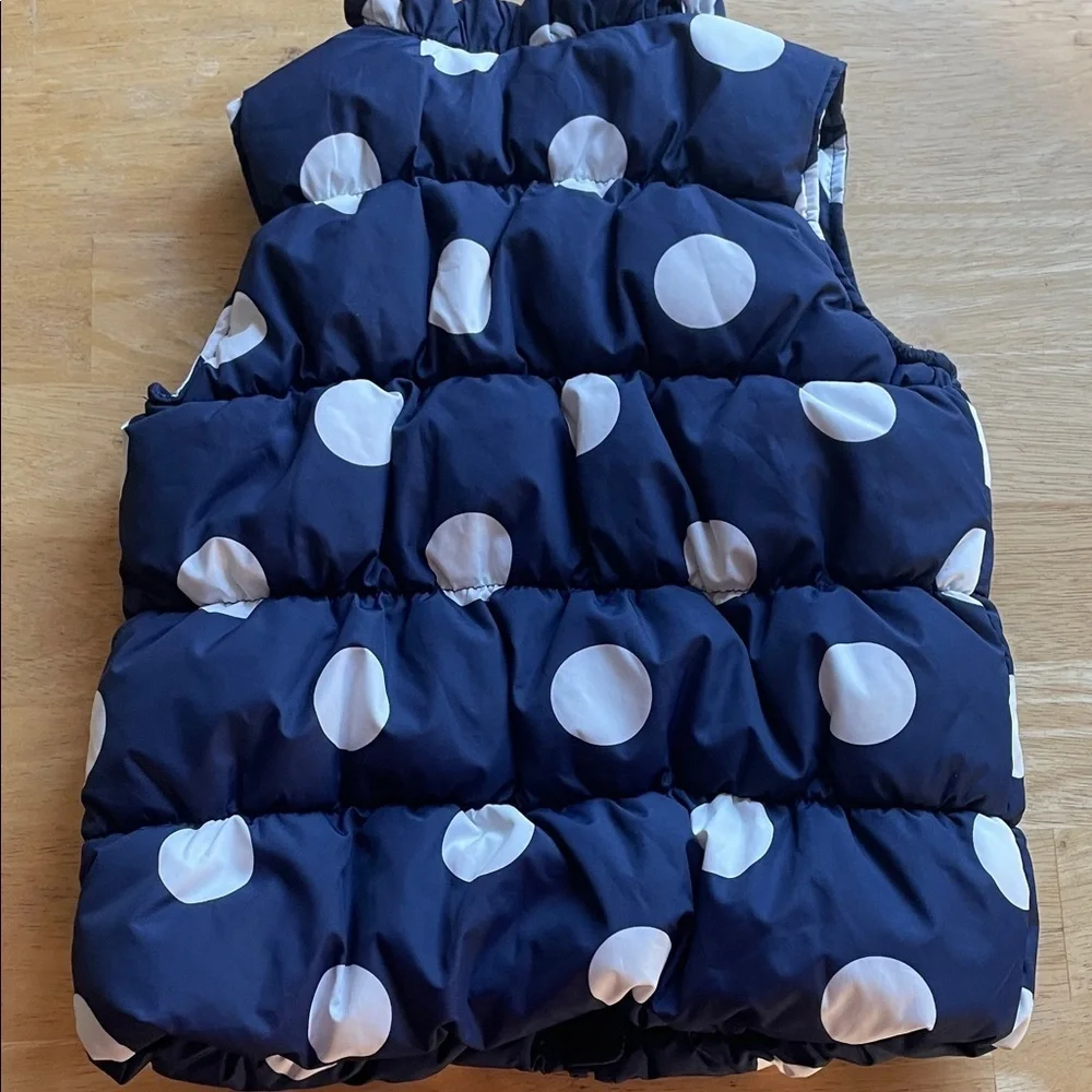 Navy Polka Dot Puffer Vest